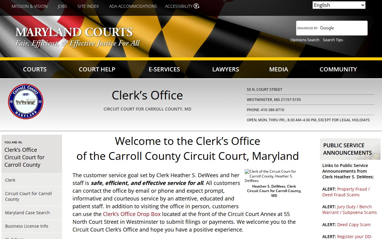 Carroll County court holding release and clerk records source