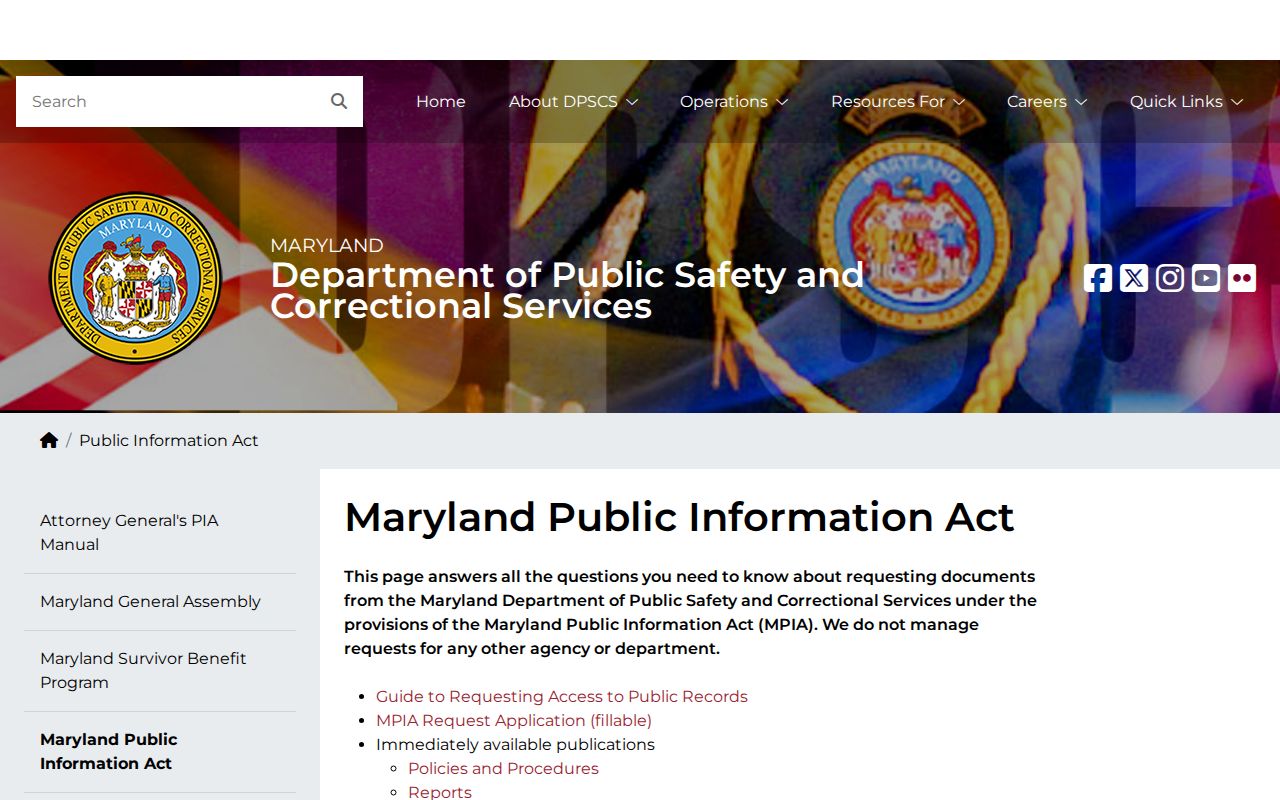 Carroll County projected release date DPSCS records request page