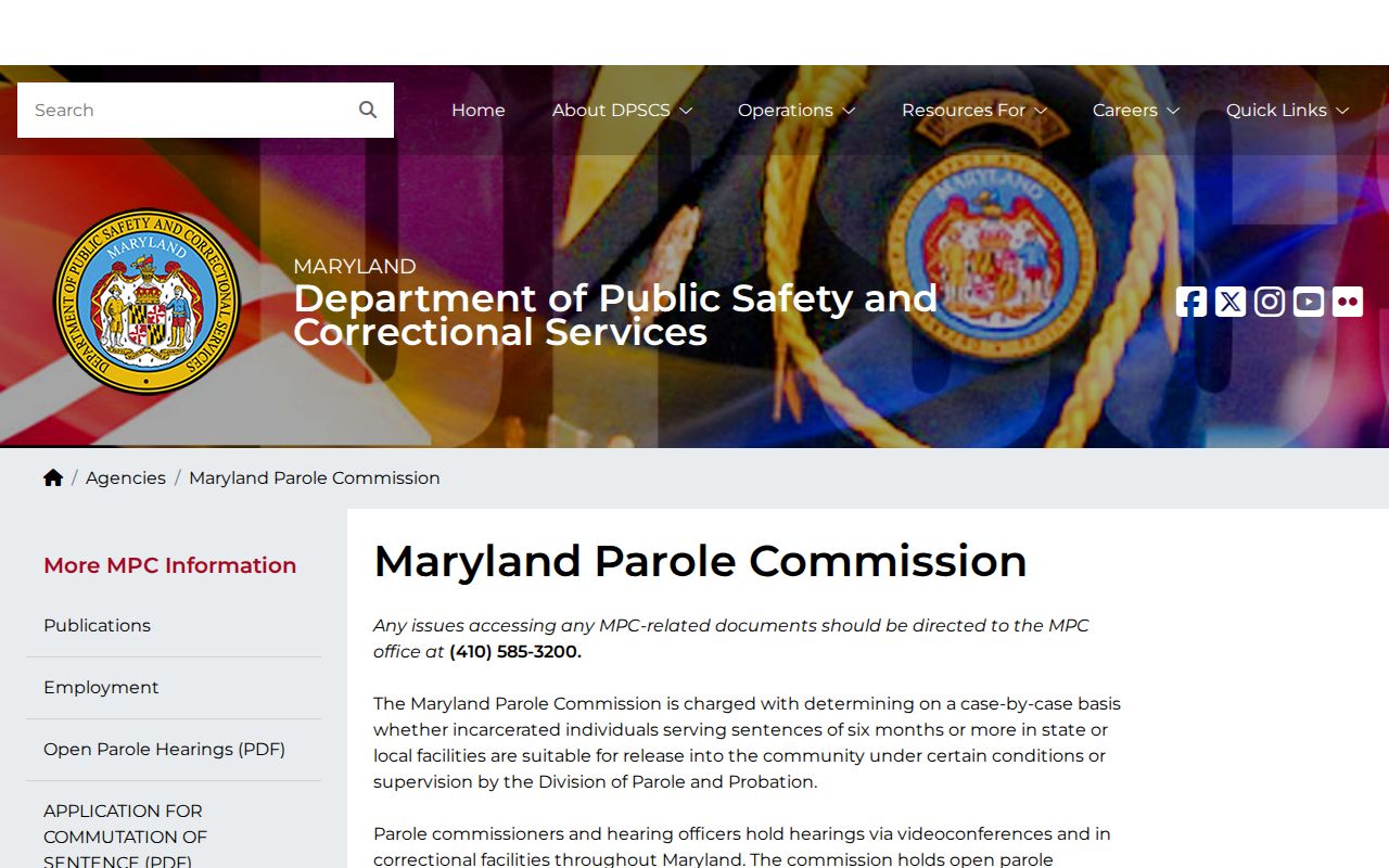 Maryland Parole Commission source for Carroll County parole hearings